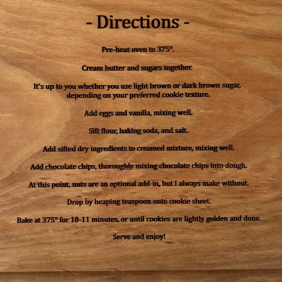 Typed Recipe Board Cutting Boards Battle Born Wood Shop 
