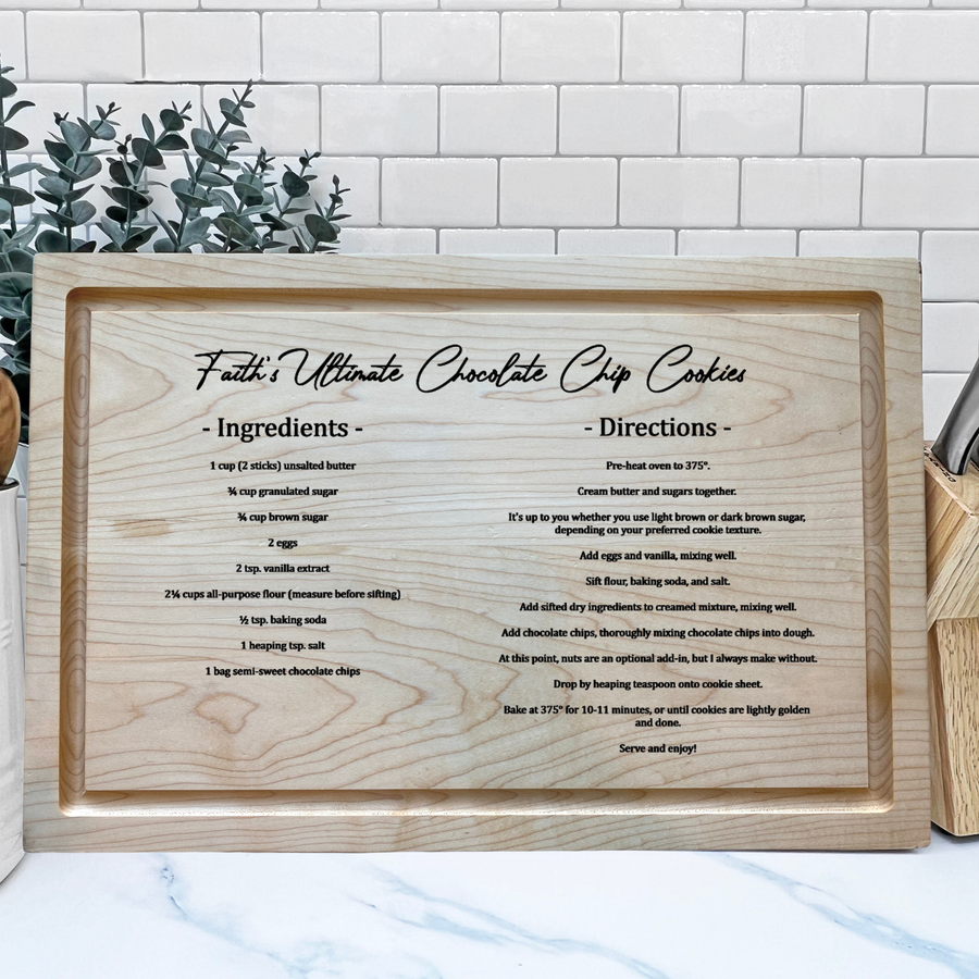 Typed Recipe Board Cutting Boards Battle Born Wood Shop 