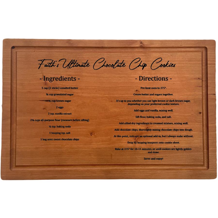 Typed Recipe Board Cutting Boards Battle Born Wood Shop 